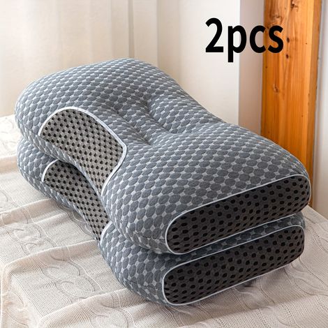 Lot de 2 oreillers appui-tête pour dormir sur le côté et sur le dos, gris foncé-AquaForge (1/2)
