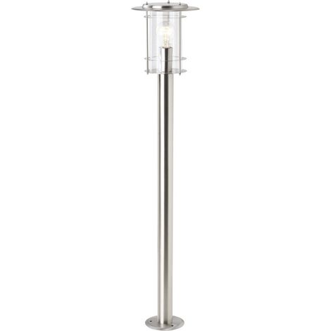 Lampadaire d'extérieur en acier inoxydable IP44 – 1m de hauteur – Compatible avec lampes LED E27 40W – Étanche aux éclaboussures – Brilliant