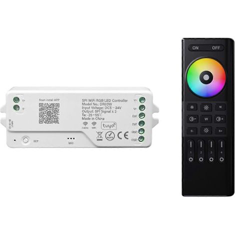 DR03W TUYA SPI WIFI RGB LED Controller Dimmer-Black-