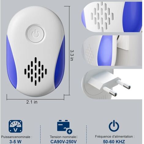 Dissuasore Ultrasuoni Topper 4 pezzi, Potente Repellente per Topi, Ratti, Roditori, Ragni e Altri Parassiti, Efficace (Bianco) (1/3)