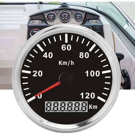 Compteur de vitesse à signal d'impulsion GPS, 120 km/h, sans GPS (fond noir, cadre argenté) (1/5)