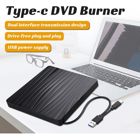 Lecteur CD/DVD Externe Usb 3 0/Type C, Noir