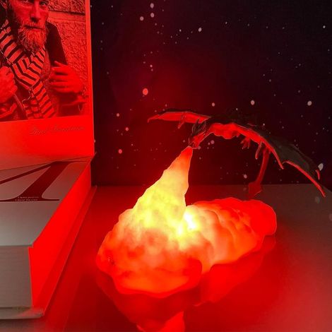 Lampada Drago di Fuoco, luce notturna a LED stampata in 3D con effetto luna, regalo ideale per la cameretta dei bambini (maschi e femmine), ricaricabile tramite USB (Drago di Ghiaccio)