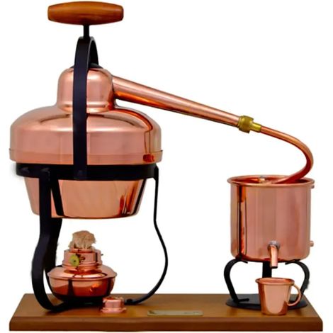 Alambic 1.25L en Cuivre avec Brûleur à Alcool – Distillateur Maison de Haute Qualité pour Production d'Huiles Essentielles, Hydrolats et Arômes Uniques, Facile à Utiliser et Durable (1/4)