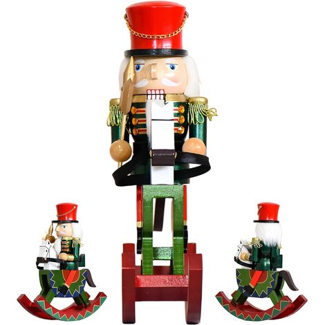 Ornements Casse-Noisettes Pour Noël Sculpture Vintage En Bois Pour Fête Figurine En Bois De Casse-Noisettes Sur Cheval À Bascule Pour Les Fêtes Chambre À Coucher Étagère Bureau Chambre Enfant (1/5)