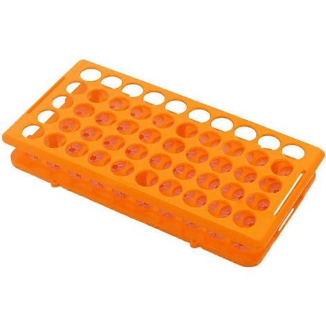 Support pour tubes à essai, flacons et verres à liqueur, organisateur de rangement pour tubes à 50 emplacements-24.5x12.5cm-Orange (1/3)