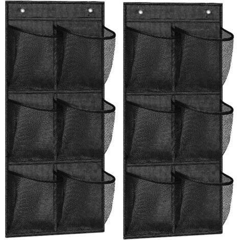 2 Pieces Over the Door Shoe Rack with 6 Pockets, Hanging Shoe Storage, Over the Door Hanging Shoes, Suitable for Doors, Bedrooms, Living Rooms (Black) (1/5)