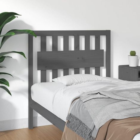 Bed Headboard Grey Solid pine wood Single Decorative Inlays vidaXL (1/5)
