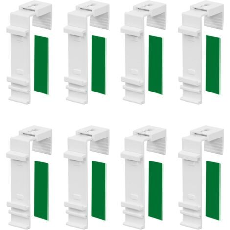 Lot de 8 Supports de Serrage Longs pour Store Double Klemmfix à Fixer et à Coller sans perçage comme Accessoire ou pièce de Rechange pour la Suspension à la fenêtre en PVC, Porte de Balco
