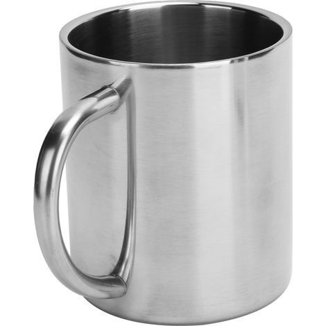 Edelstahlbecher (304), sandgestrahltes Spiegelglanzfinish, 300 ml, tragbar mit Henkel (1/5)