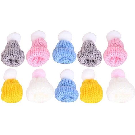 10 décorations de Noël à suspendre pour sapin : mini pendentifs créatifs en forme de bonnet tricoté en laine (couleurs assorties).-4.6X2.6cm