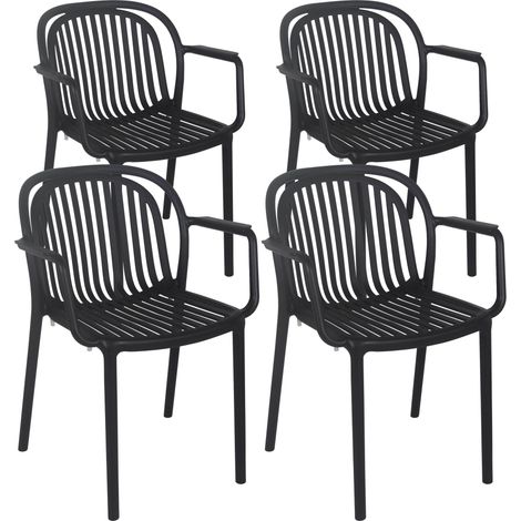 Lot de 4 fauteuils en plastique noir (1/5)