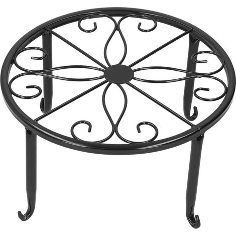 1 Support de plante,Fer forgé,Noir,Stable 4 points,Intérieur Extérieur,Décoration maison (1/5)