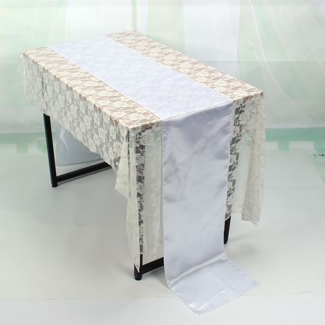 Chemin de table 30 x 275 cm pour la décoration de table de banquet de mariage (blanc) (1/4)