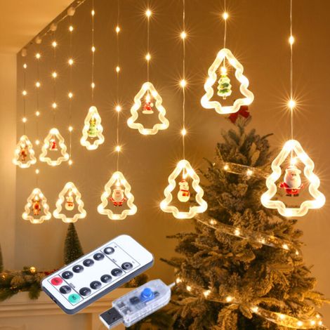 Guirlande lumineuse féerique de noël à LED, arbre étoilé, bonhomme de neige, père noël, décorations pour fête intérieure et extérieure, mariage, vacances (1/4)