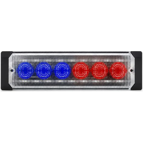 Barra luminosa di avvertimento LED lampeggiante rossa e blu 12-24 V per moto, auto e pickup (1/5)