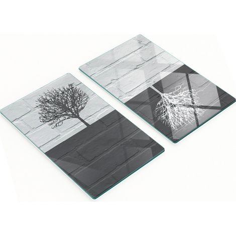Robuste und stilvolle Küchenarbeitsplatten aus Glas mit Baumwandmuster, 2 x 30 x 52 cm (1/5)