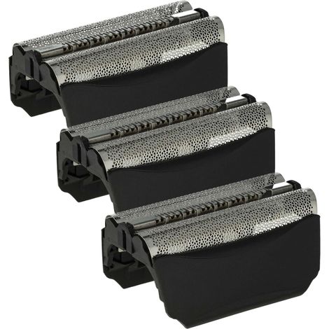 vhbw 3x Doppelscherfolie kompatibel mit Braun 8595, 8585, 8590, 8377 (Typ 5751), 8581, 8583, 8588, 8385 Elektrorasierer + Rahmen, schwarz