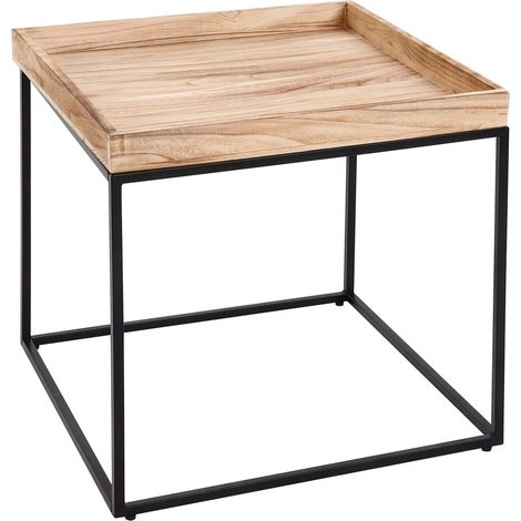 [NEUWERTIG] Beistelltisch HHG-857, Kaffeetisch Couchtisch Tisch, Paulownia-Holz Metall 60x60x60cm naturfarben