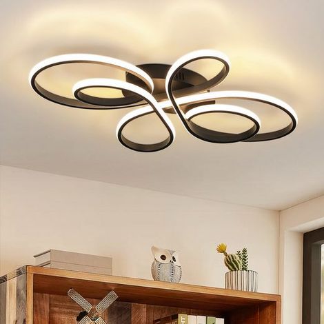 GBLY Deckenlampe Schlafzimmer LED Deckenleuchte Wohnzimmer: 30W Wohnzimmerlampe Schwarz 40cm Schlafzimmerlampe Warmweiß 3000K Küchenlampe Decke Modern Deckenbeleuchtung für Küche Flur Esszimmer