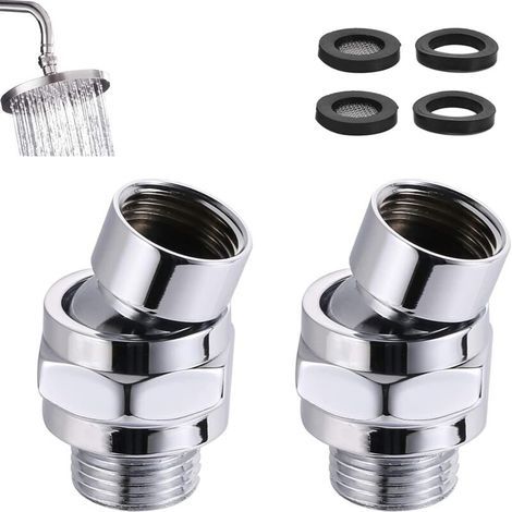 2 Pièces Douche Adaptateur Pivotant RéGlable, Rotule Pommeau de Douche, Rotule Pivotante en Laiton Réglable, Universelle G1/2 Chrome, pour Connecter des Pommes de Douche et des Conduites D'eau (1/4)