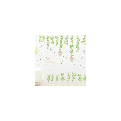 Autocollant Muraux Feuille Verte,Sticker Mural Nature Feuilles Trop-Crezuo