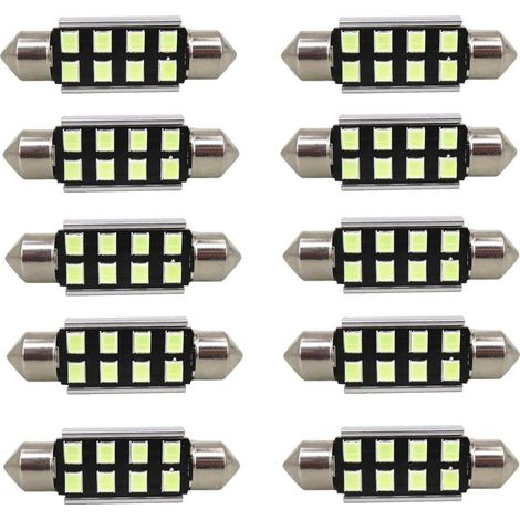 Bombillas LED SMD 2835 Festoon de 31 mm, extra brillantes, azul hielo y blanco, repuesto para luces LED de coche, luces de techo, luces de lectura, luces de matrícula, paquete de 10 (1/5)