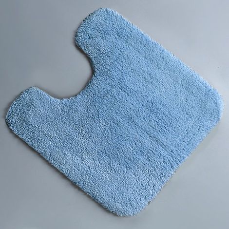 Badematten – Rutschfeste Toilettenmatte, saugfähige, weiche Mikrofaser, U-förmig, blau, 50 x 50 cm (1/2)