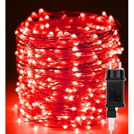 Guirlande Lumineuse - 50M 500 LEDs Lumières d'arbre de Noël Fil de cuivre Décoration Extérieur Intérieur Étanche avec Adapteur Alimentation, Chaine de Lampe pour Arbre,Fête,Mariage,Jardin,Halloween