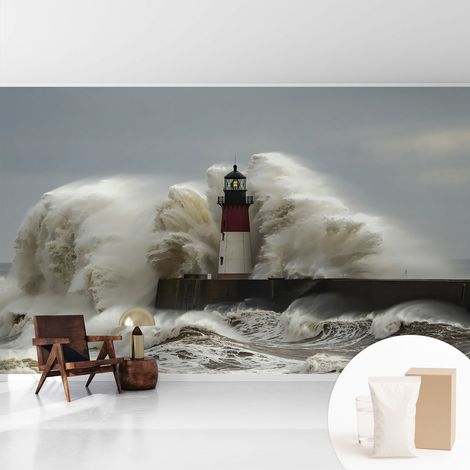 Papier peint décoratif avec colle pour salon, chambre à coucher et bureau – Design moderne et facile à poser Vagues marines 416x254 cm (1/5)