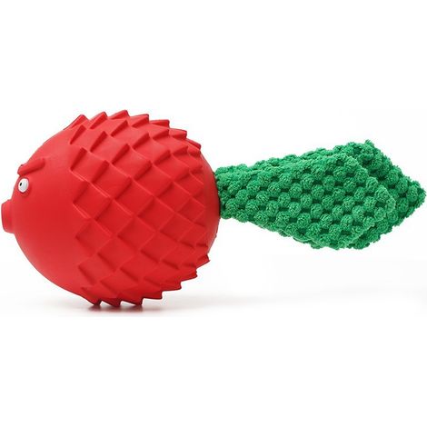 Accessori per animali domestici: giocattoli per cani in gomma che emettono suoni, giocattoli interattivi per la pulizia dei denti, giocattoli rossi per cani (1/4)