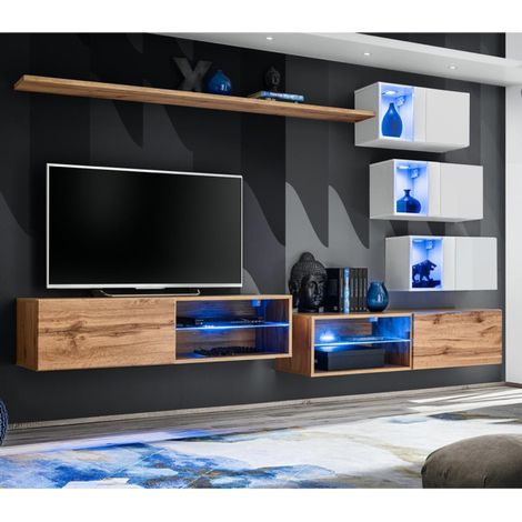 Ensemble Meuble TV "Switch XXIV" 250cm Naturel & Blanc (1/4)
