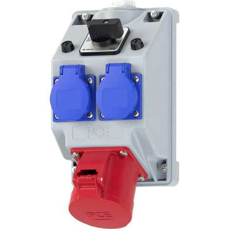 PC Electric 160825521  Steckdosen-Verteiler Grau, Blau, Rot