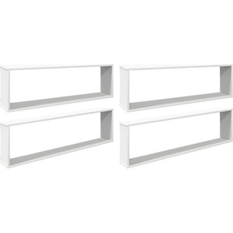 Étagères cube murales 4 pcs Étagères flottantes Blanc 100x15x30cm bois d'ingénierie