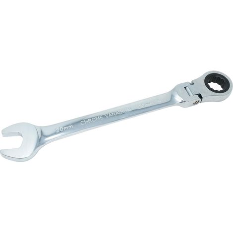 Dapetz ® Flexible Head Ratchet Spanner 20mm Chrome Vanadium Steel Ratcheting Combination Wrench Flexible Head Chrome Plated Mirror-Polished Finish Open End Spanner (1/5)