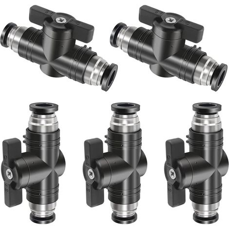 Lot de 5 connecteurs pneumatiques 8 mm - Robinet d'arrêt pneumatique à air comprimé - Cordon rond (1/5)