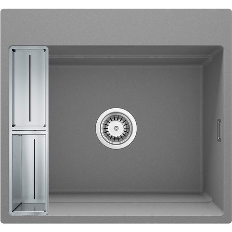 Lavello cucina in granito con 1 vasca 56x52 cm grigio metallizzato - Vora