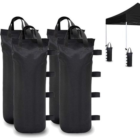 Lot de 4 sacs de lestage pour tonnelle et tente de réception, 47 x 20 cm, tissu Oxford 600D résistant à l’eau, sacs à remplir de sable pour stabiliser parasol et tente, noir (1/5)