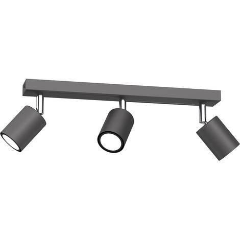 Plafonnier 3 spots gris/chrome GU10 8W Striper Luminex
