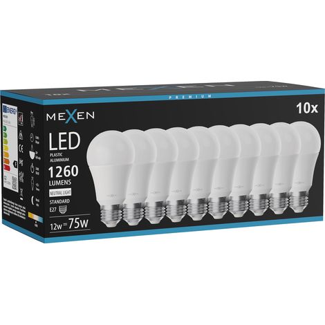 Mexen Nova 10x Ampoule LED E27, A60, 12W, Neutre - 4000K, 1260 lm - L100-E27-1240-01x10 (1/3)