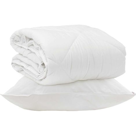 Duvet toutes saisons avec oreiller 2 pcs Blanc Microfibre (1/5)