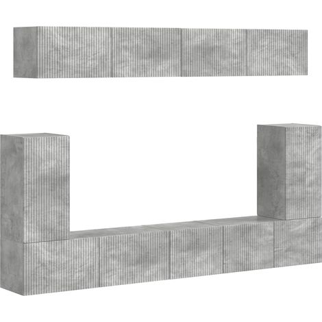 Maison Exclusive - Set mobile TV 5 pcs Grigio cemento Legno multistrato