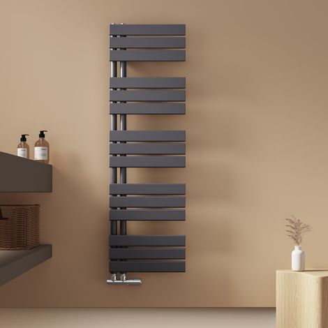 EMKE Badheizkörper Flach 1320x400 mm Anthrazit, Handtuchwärmer für Badezimmer Handtuchtrockner, Panel Handtuchhalter Seitenanschluss für Wasser 570W (1/5)