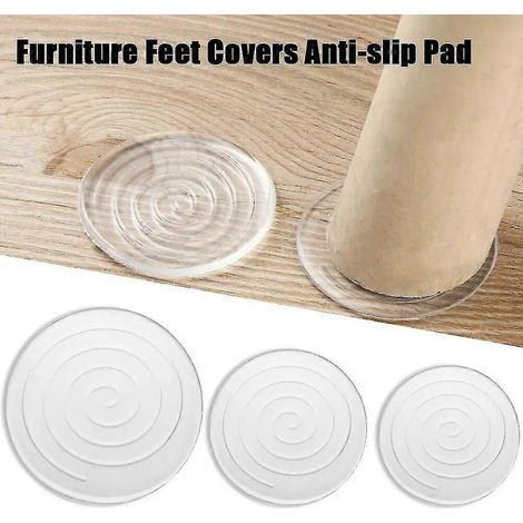 Lot de 4 patins antidérapants en silicone pour pieds de chaise table et meubles (ronds 60 mm) QYRoadWol (1/4)