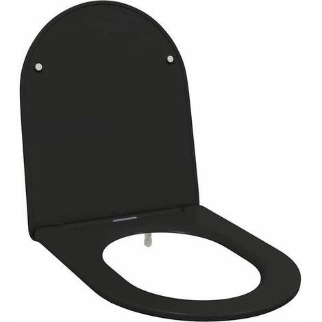Abattant de toilette noir, dimensions : 47 x 36 x 3,4 cm, en plastique Duroc.