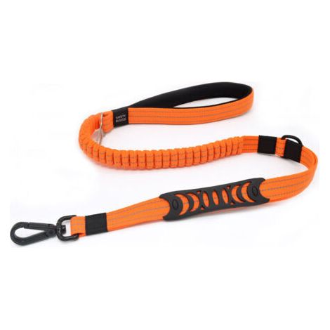 Laisse pour Chien Solide avec Poignée Rembourrée Corde Anti Traction Laisse de Dressage Élastique pour Moyens et Grands Chiens en Fort Tirage (110CM-150CM, Orange) (1/5)