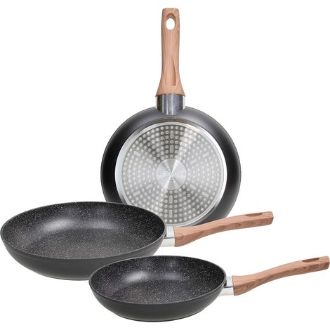 Tognana Great Stone, Set 3 Padelle 20/24/28 cm, Alluminio, Nero (1/2)
