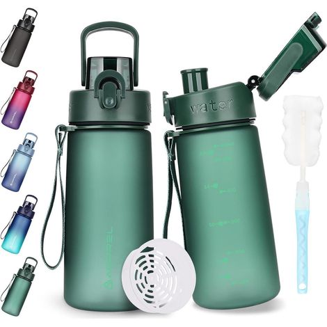 Trinkflasche Tritan BPAfrei Auslaufsicher Sport Wandern 600 ml Grün (1/5)