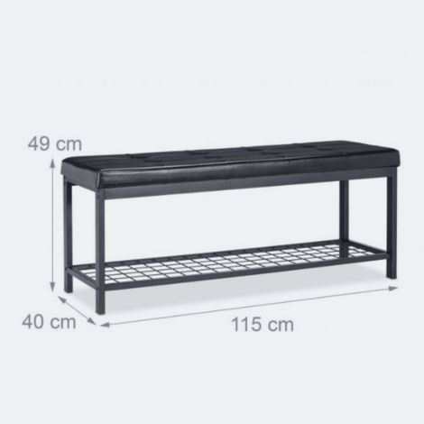 Banco zapatero abierto material sintético soporte de malla metálica 115 cm negro 1300003672 (1/4)