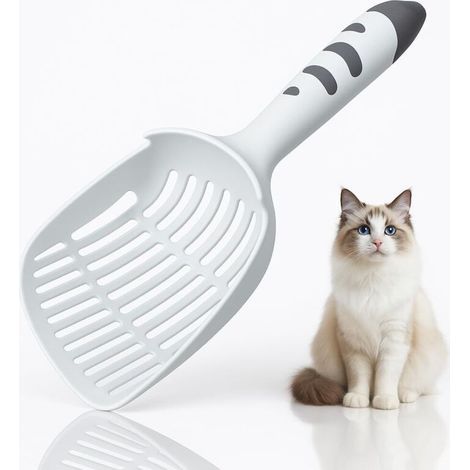 Paletta per lettiera per gatti, adatta anche a cani e gatti, con impugnatura ergonomica e supporto, ideale per diversi tipi di lettiera. (1/4)